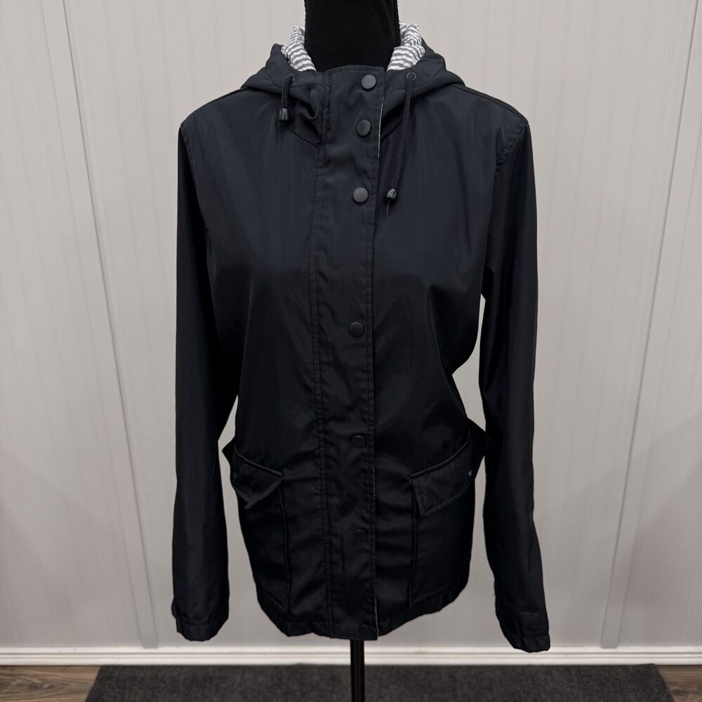 Thread & Supply Women's Large Navy Blue Full Zip Hooded Rain Jacket - Picture 1 of 7
